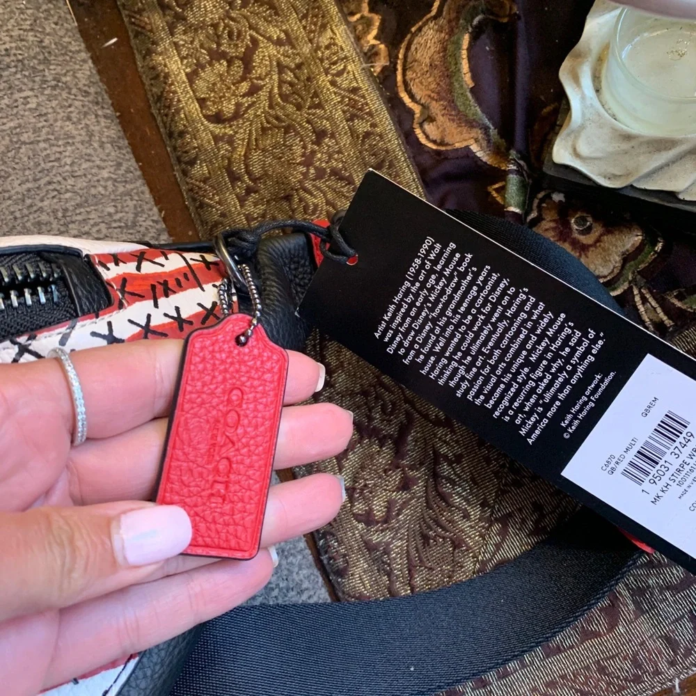 Authentic COACH Pebbled leather Mickey mousse Keith Disney 2 zips belt bag - Picture 14 of 16